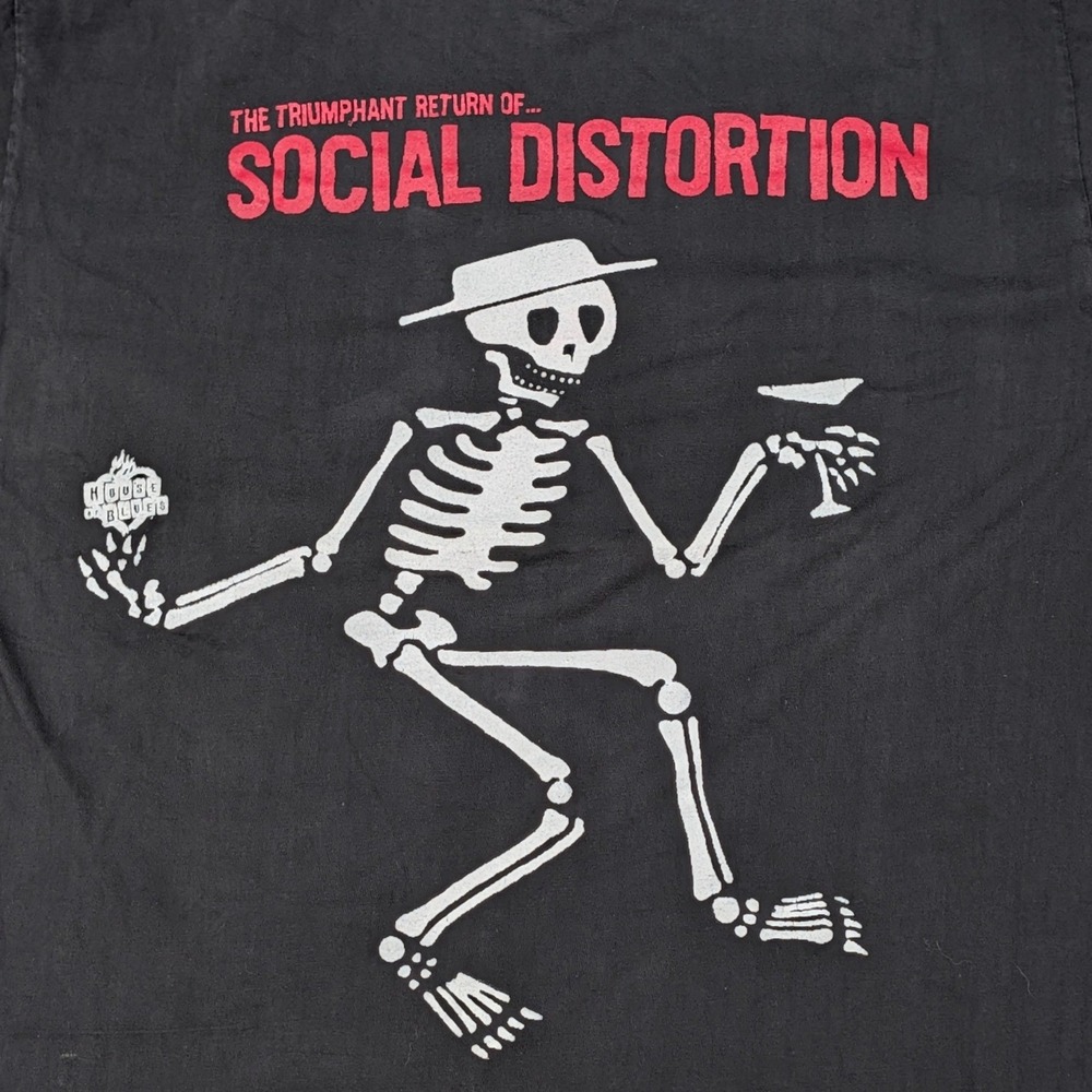 Vintage Samrat Social Distortion Graphic Shirt Mens Large Skeleton Double Sided
